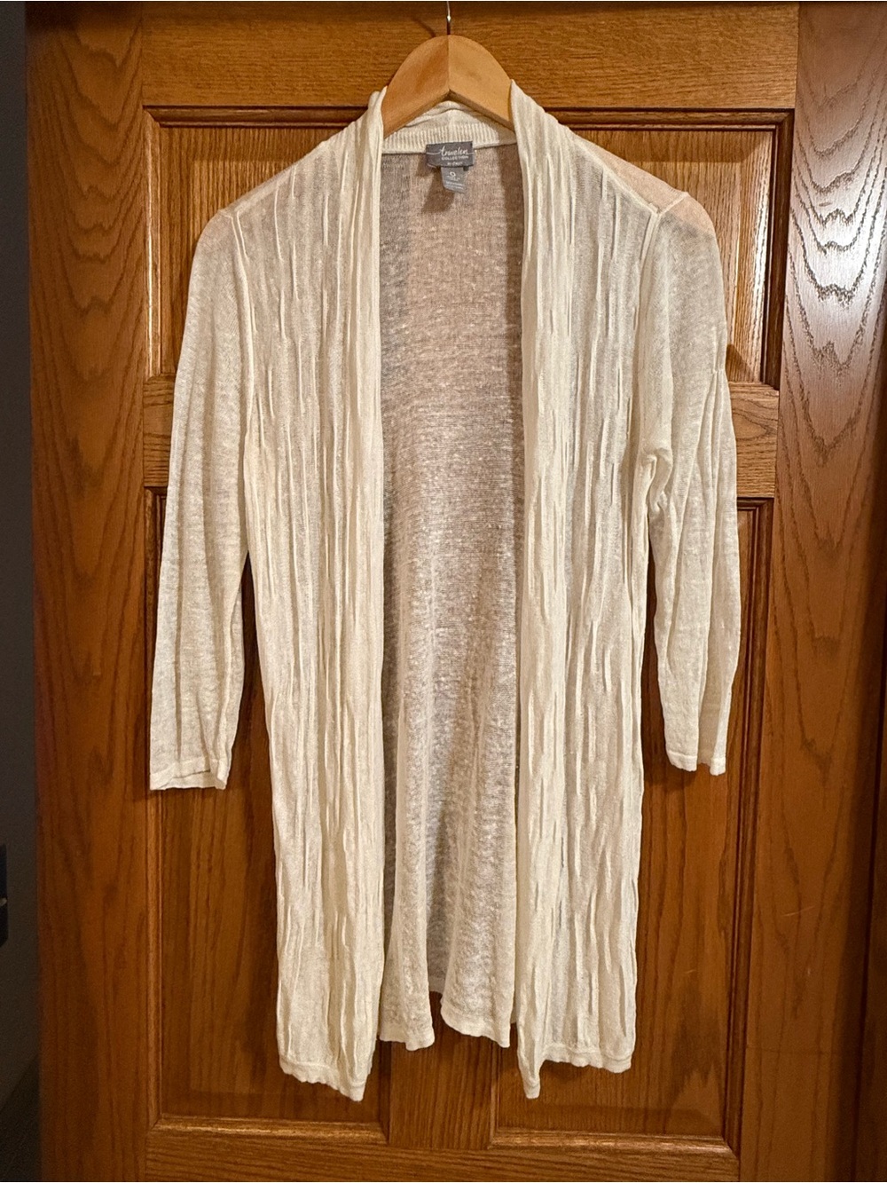 Chico's Open-Front Longline Cardigan in Cream